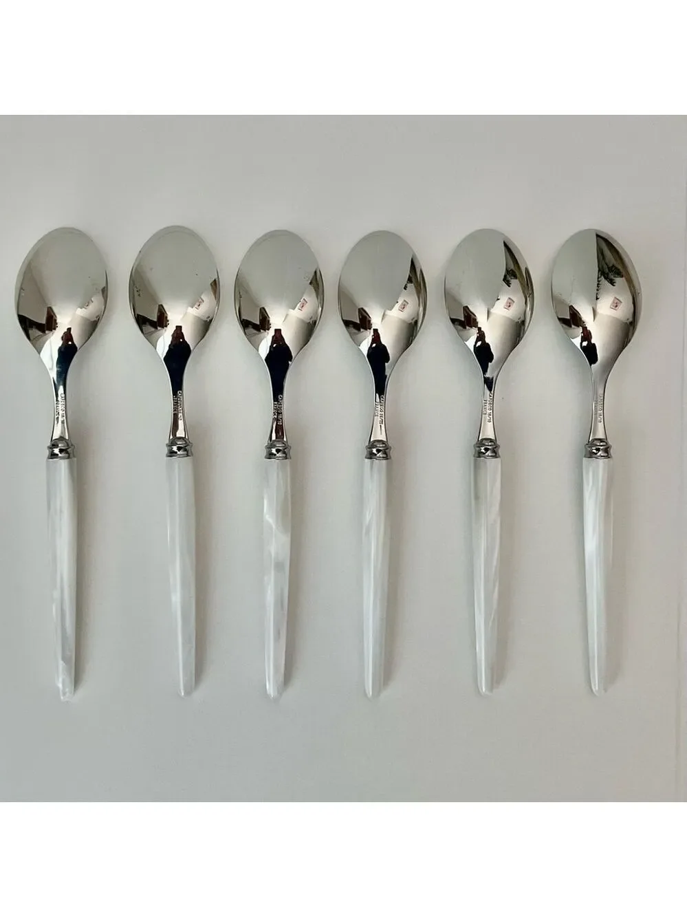 NWOT CAPDECO Elegant Tang White Dining Spoon Set of 6 - Picture 2 of 4